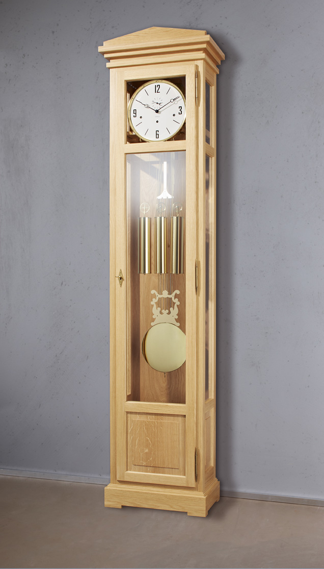 German Grandfather Clock, solid oak. Black Forest clockwork