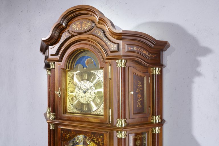 Original Black Forest Clockwork | German Grandfather Clock, solid nut tree