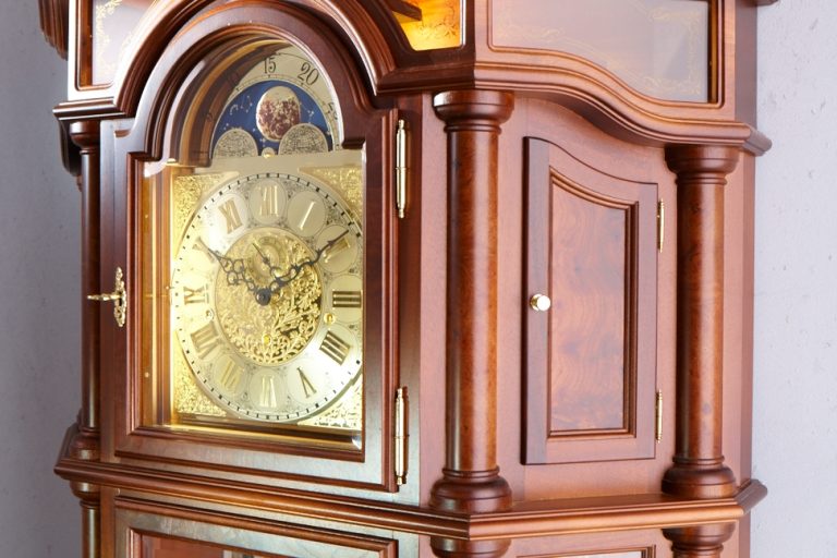 Impressive German Grandfather Clock Traditional handwork Nut tree